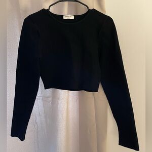 Babaton Black Ribbed Long Sleeve Top